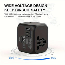 Compact Travel Adapter with Dual USB-C &amp; USB-A Ports – Orange