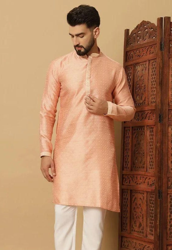 Men's Jacquard Solid Kurta Pyajama Set