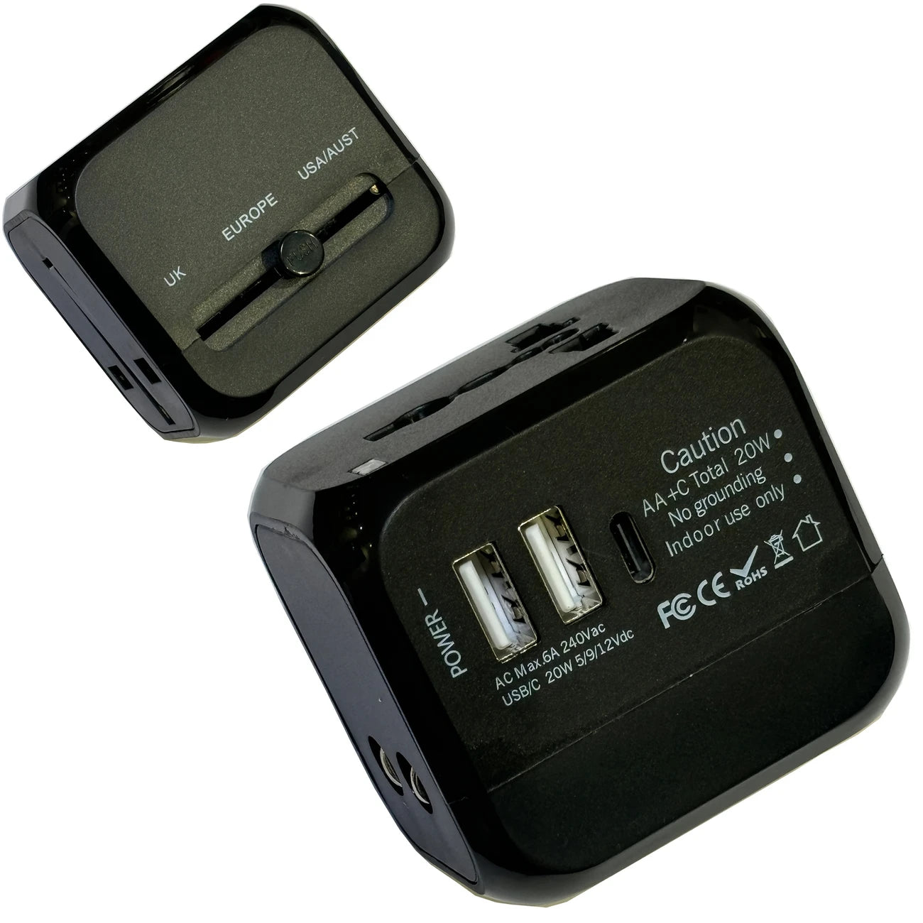 Compact Travel Adapter with Dual USB-C &amp; USB-A Ports – Orange