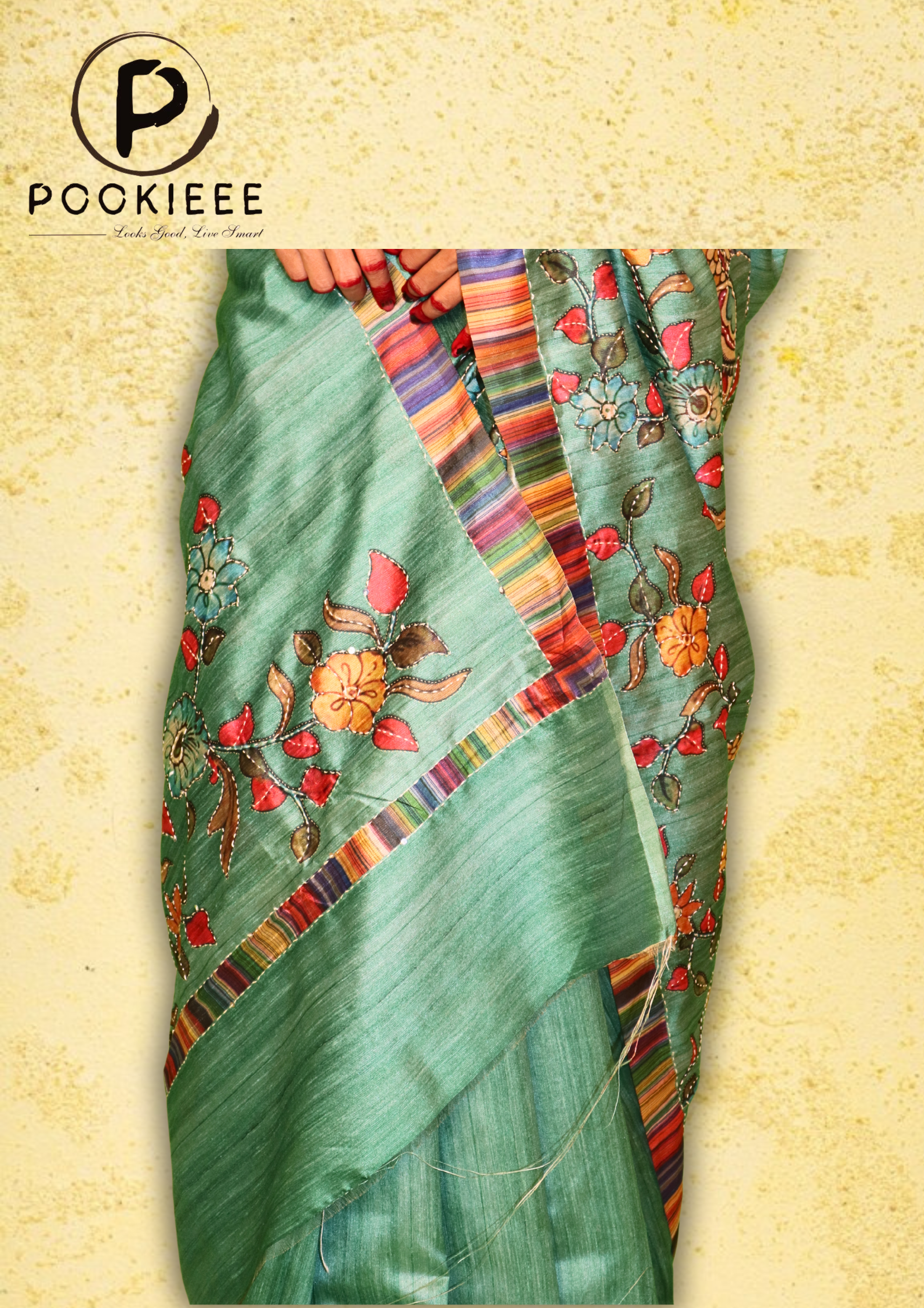 Tasar Katha Saree with Blouse Piece – Full Embroidery Work