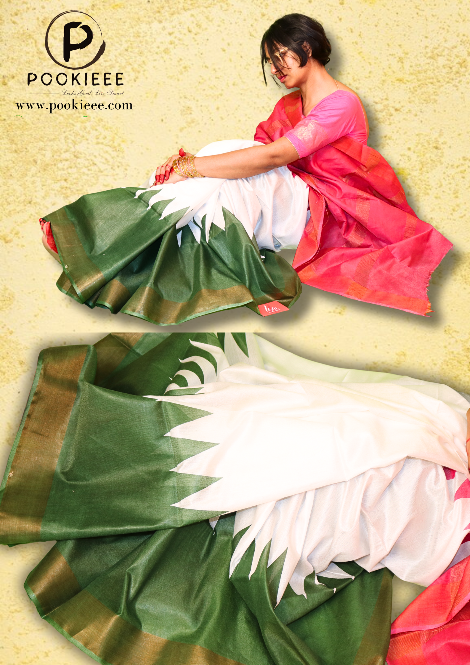 Chanderi Block Jamdani Saree