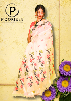 Handmade Jamdani Cotton Saree with Blouse Piece