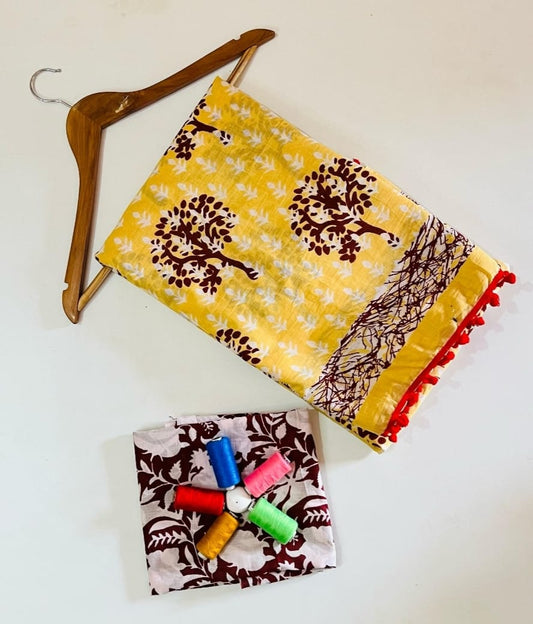 Hand block print Saree with blouse