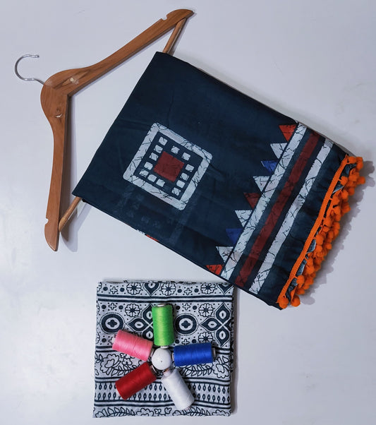 Hand block print Saree with blouse