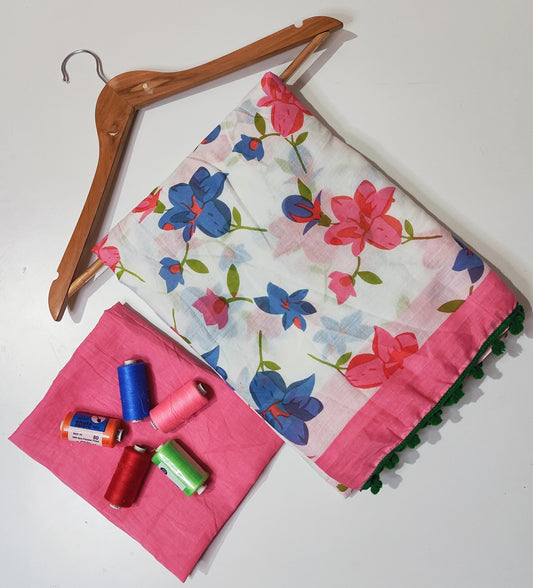 Hand block print Saree with blouse
