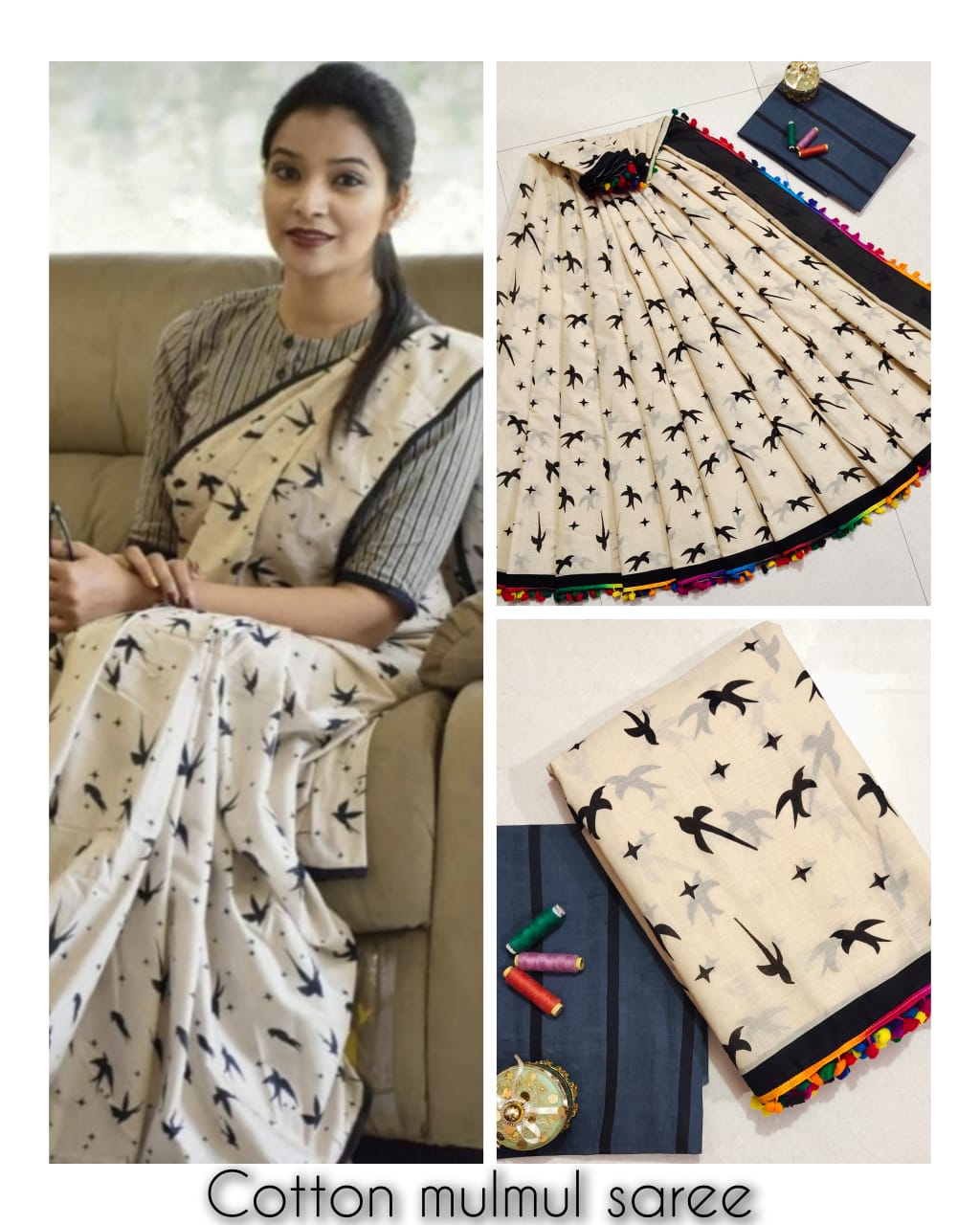 Hand block print Saree with blouse