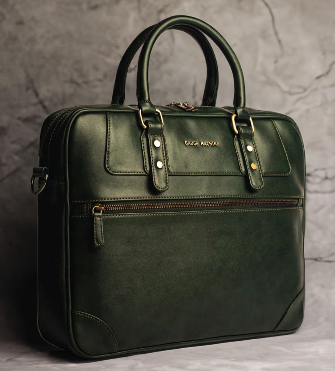 Gauge Machine 16-Inch Olive Green Business Laptop Bag
