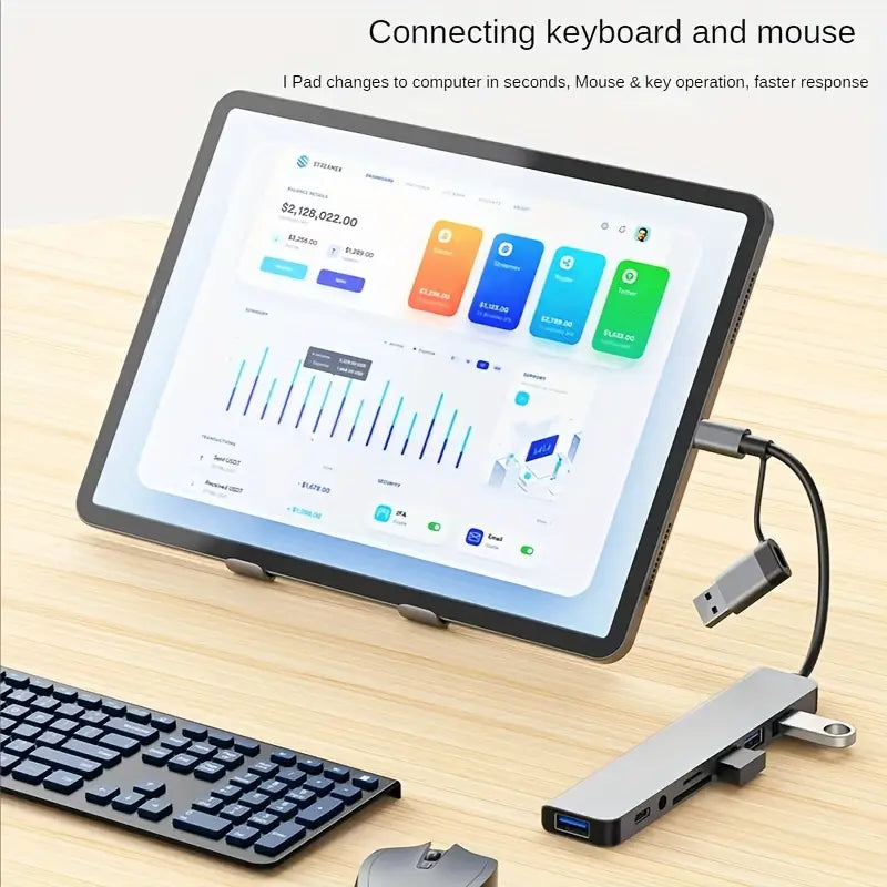 Docking Hub 20.32 cm | 2 Type-C + USB 3.0 + Card Reader (TF/SD) + 3.5mm Audio Jack