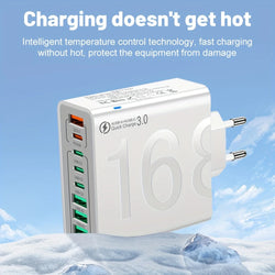 8-Port Fast Charging Adapter – EU Plug (White)