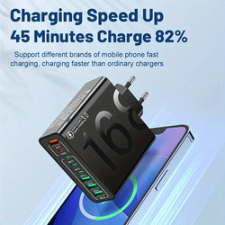 8-Port Fast Charging Adapter – EU Plug (Black)